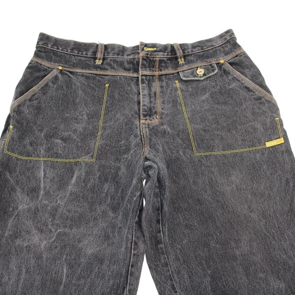 Vintage Platinum Fubu Sz 39X33 Muhammad Ali Black Wash Jeans Y2K Skater Baggy - Picture 4 of 16